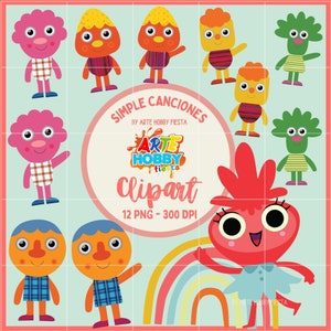 Simple Cancione Clipart Set – Cute Song Characters PNG | Digital Download for Kids Crafts, Birthday Decor & Educational Projects