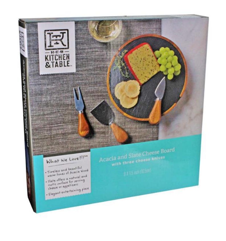 Kitchen & Table by HEB Acacia Round Cheese Board With 3 Knives Etsy