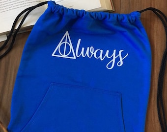 Harry Potter inspired bag, Kids bag, Drawstring bag, String bag, Always, Harry Potter inspired gift Deathly Hallows, Easter Gift, Gryffindor