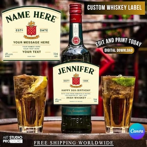Personalized Custom Printable Whiskey Label - Canva, Birthday Party, Bachelorette Party, Groomsmen Gift, DIY, Anniversary Funny Novelty Gift