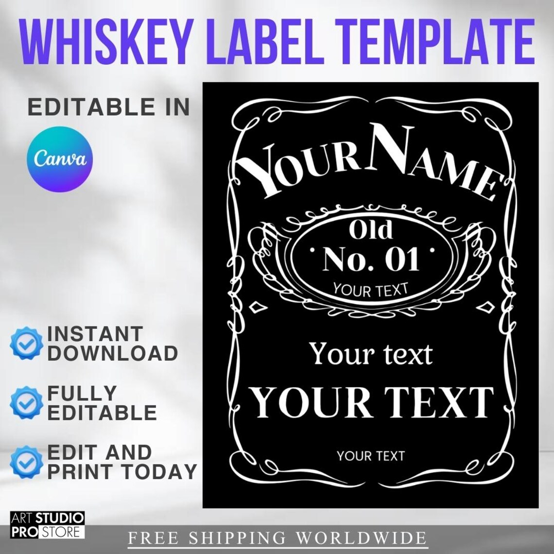 Custom Scotch Label Custom Whiskey Label Template: Birthday Party Favor, Bachelorette ...