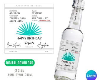 Personalizowana etykieta na tequilę: upominek na przyjęcie urodzinowe (Canva, do pobrania w wersji cyfrowej)
