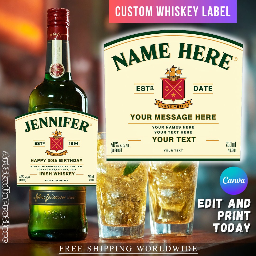 Custom Scotch Label Custom Whiskey Label: Birthday Party Favor (canva Editable, Digital ...