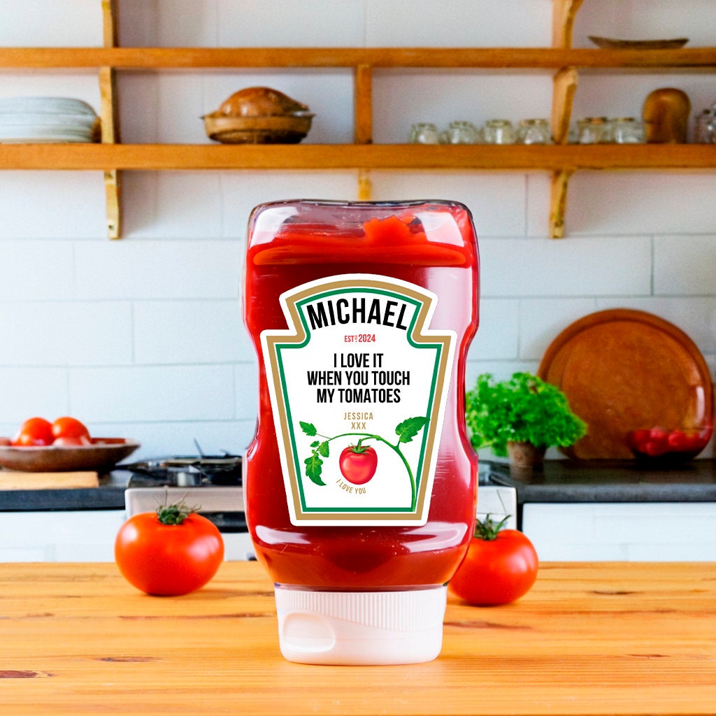 Personalised Tomato Ketchup Sauce Custom Label Canva, Funny Novelty