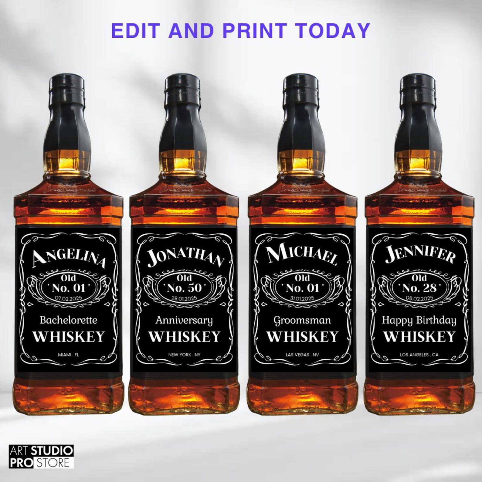 Custom Whiskey Label Template: Birthday Party Favor, Bachelorette ...