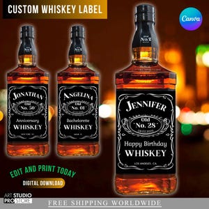 Custom Printable Whiskey Label - Canva, Birthday Party, Anniversary, Bachelorette Party Favor, Groomsman Gift, DIY, 50ml, 375ml, 500ml,700ml