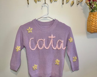 Name Sweater with Flowers