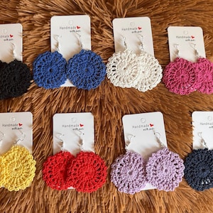 Handmade Crochet Flower Earrings | Lightweight Boho Dangle Earrings | Floral Fiber Jewelry | Gift For Her