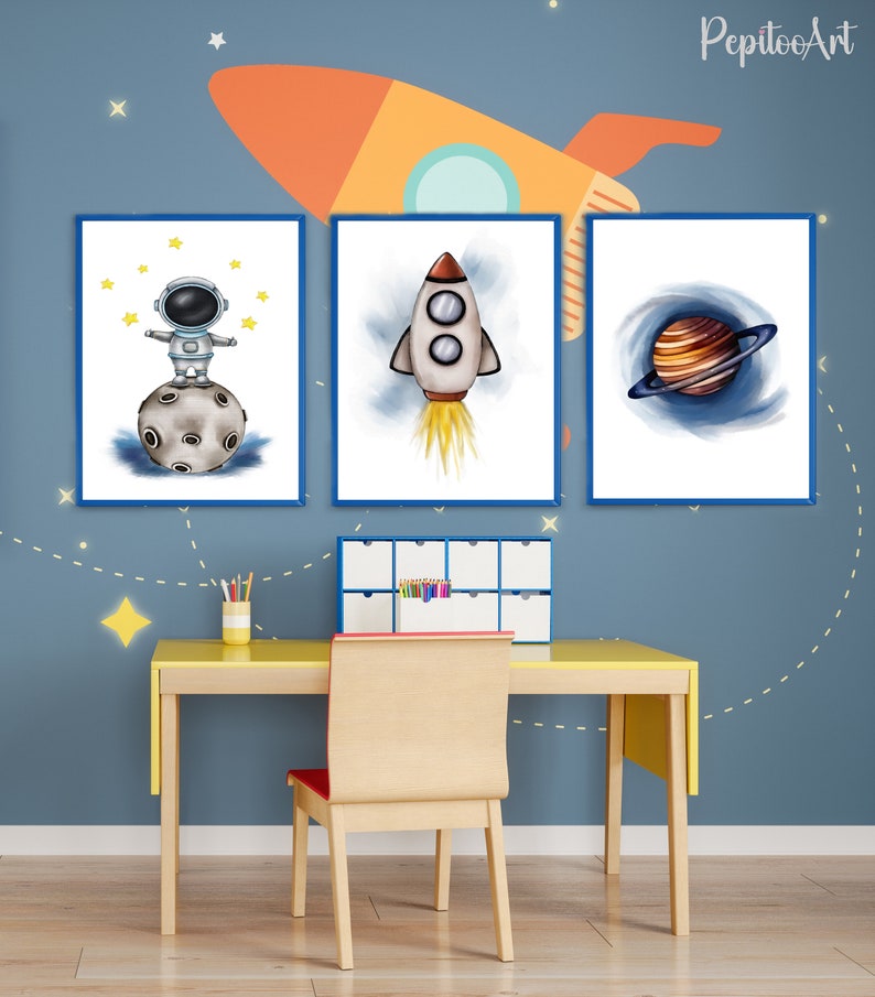 Space Nursery Prints, Outer Space Printable Wall Art Set of 3 for ...