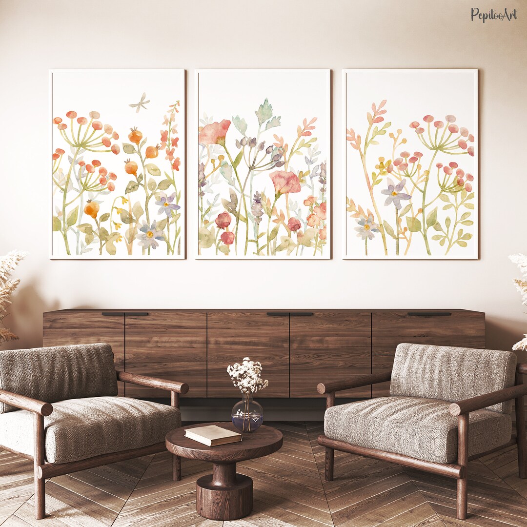 Watercolor Wildflower Wall Art, Wildflower Set of 2 Prints, Watercolor ...