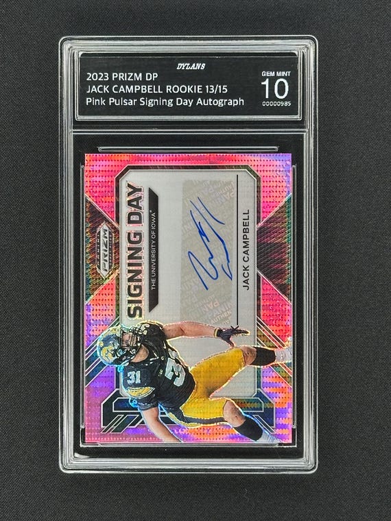 Jack Campbell Lions Rookie /15 Autograph 2023 Prizm Pink Pulsar