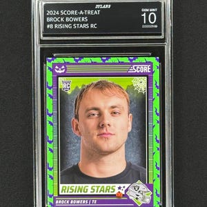 Brock Bowers Las Vegas Raiders 2024 Score-A-Treat #8 Rising Stars Rookie classificado como Gem Mint 10!