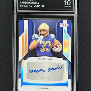 Carson Steele Kansas City Chiefs 2024 Sage Hit Autograph Graded Gem Mint 10!
