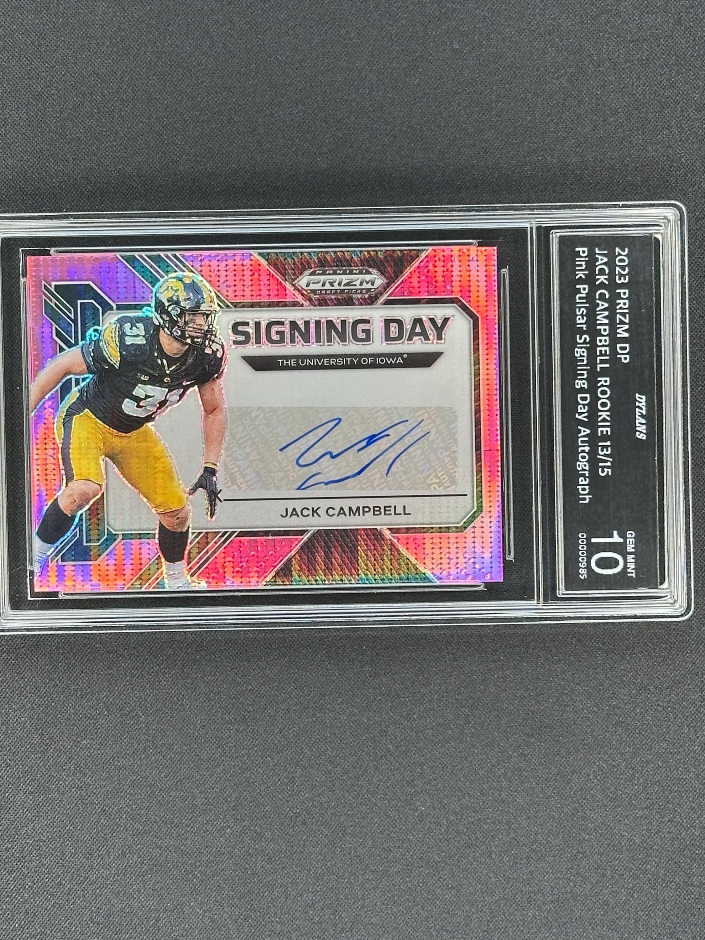 Jack Campbell Lions Rookie /15 Autograph 2023 Prizm Pink Pulsar