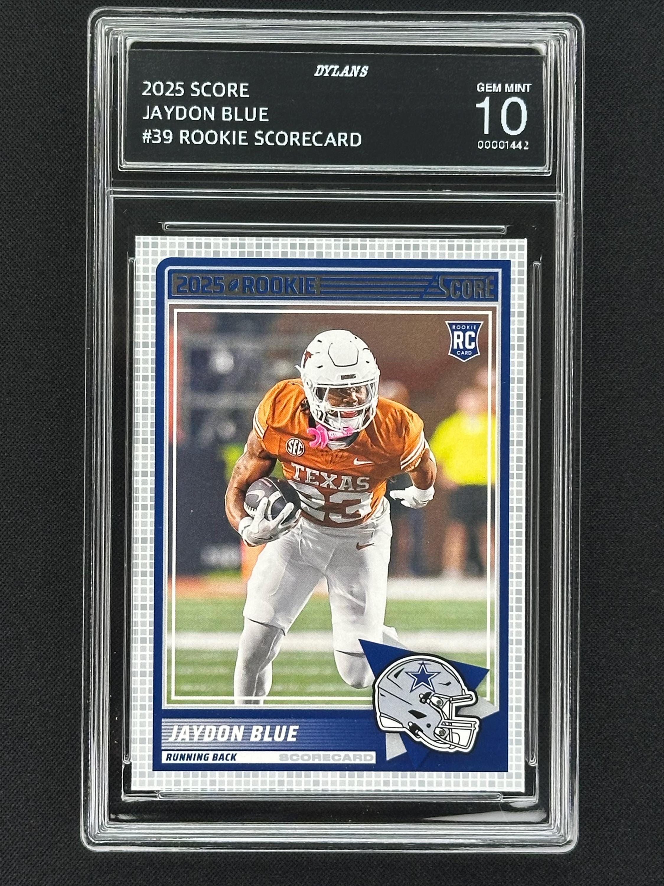 Jaydon Blue Cowboys 2025 Score Rookie Scorecard #39 Graded Gem