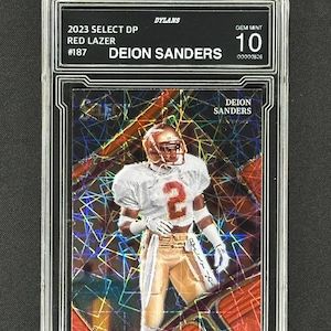 DEION SANDERS 2023 Select Draft Picks Red Lazer Prizm Graded Gem Mint 10!