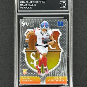 Malik Nabers NY Giants 2024 Select Certified Rookie Graded Gem Mint 10!