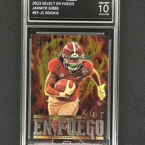 Jahmyr Gibbs Detroit Lions 2023 Selecione DP EN FUEGO Novato Classificado Gem Mint 10!