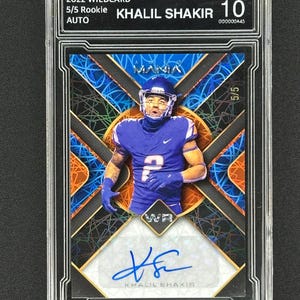 Khalil Shakir Buffalo Bills 2022 Wild Card Mania Rookie 5/5 Autogramm Graded Gem Mint 10!