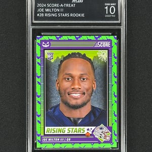 Joe Milton III, une récompense pour les Patriots de la Nouvelle-Angleterre 2024, numéro 28, étoiles montantes classé Gemme Mint 10 !