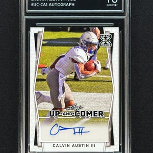 Calvin Austin lll Pittsburgh Steelers 2021 Leaf Up and Comer Autograp Rookie Graded Gem Mint 10!