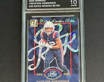 Treveyon Henderson Patriots 2025 Donruss Rated Rookie Retro Graded Gem Mint 10