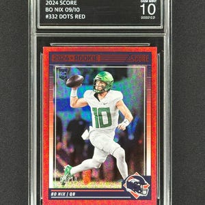 Bo Nix Denver Broncos 2024 Pontuação Red Dots 09/10 Classificação de novato Gem Mint 10!