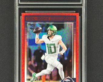 Bo Nix, novato de los Denver Broncos 2024, puntuación Red Dots /10, calificación Gem Mint 10