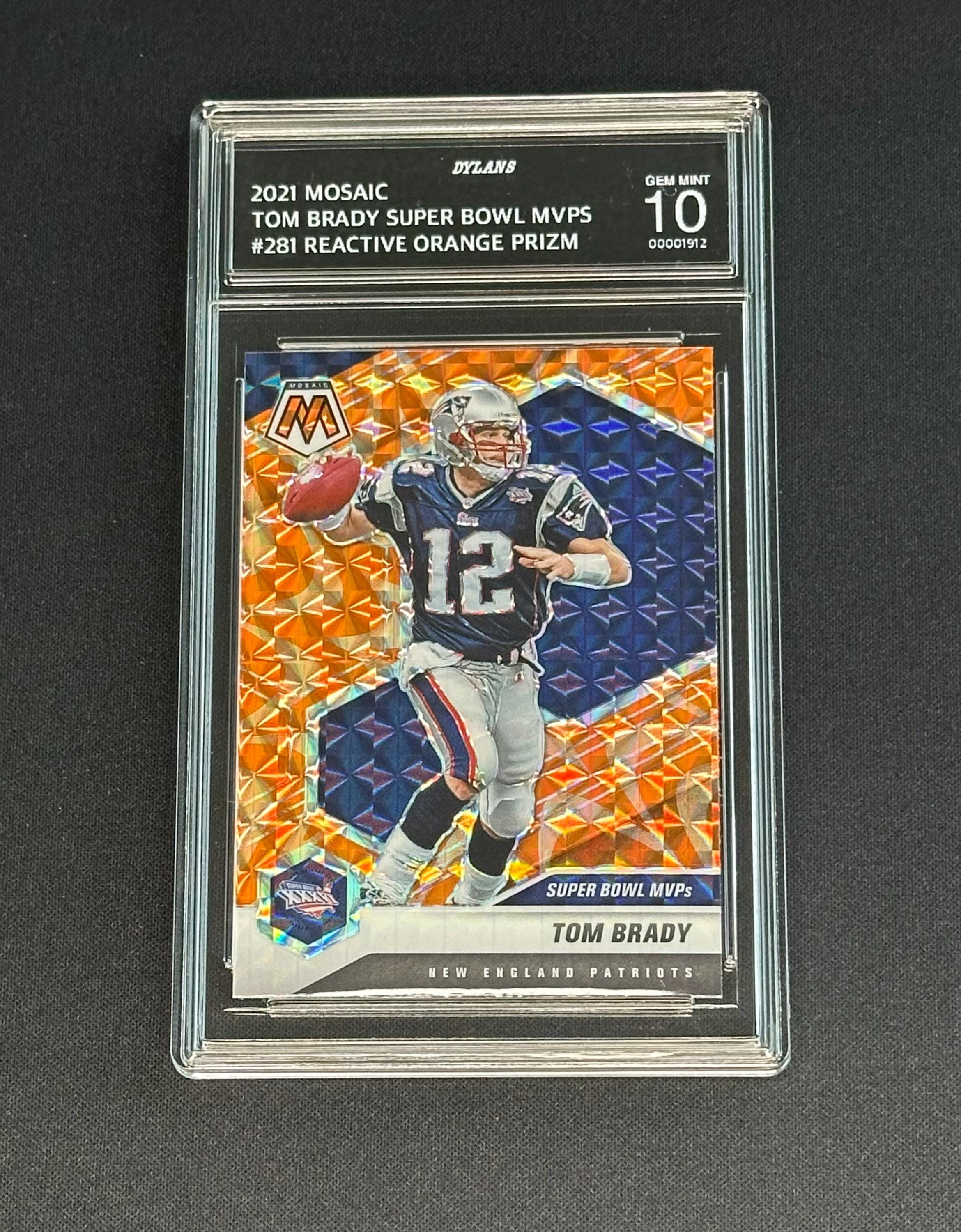 Tom Brady Patriots 2021 Mosaic Reactive Orange Prizm Graded Gem