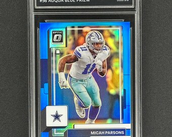 Micah Parsons Dallas Cowboys 2022 Optic Auqua Blue Prizm /299 Graded Gem Mint 10!