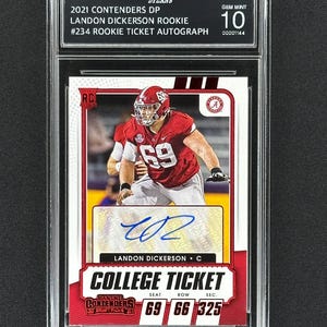 Landon Dickerson Philadelphia Eagles 2021 Contenders Autógrafo de ingresso para novato Rookie classificado como Gem Mint 10!