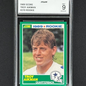 Troy Aikman Dallas Cowboys 1989 Score Rookie Graded!
