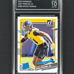 Joey Porter Jr Pittsburgh Steelers 2023 Donruss Rated Rookie Graded Gem Mint 10!