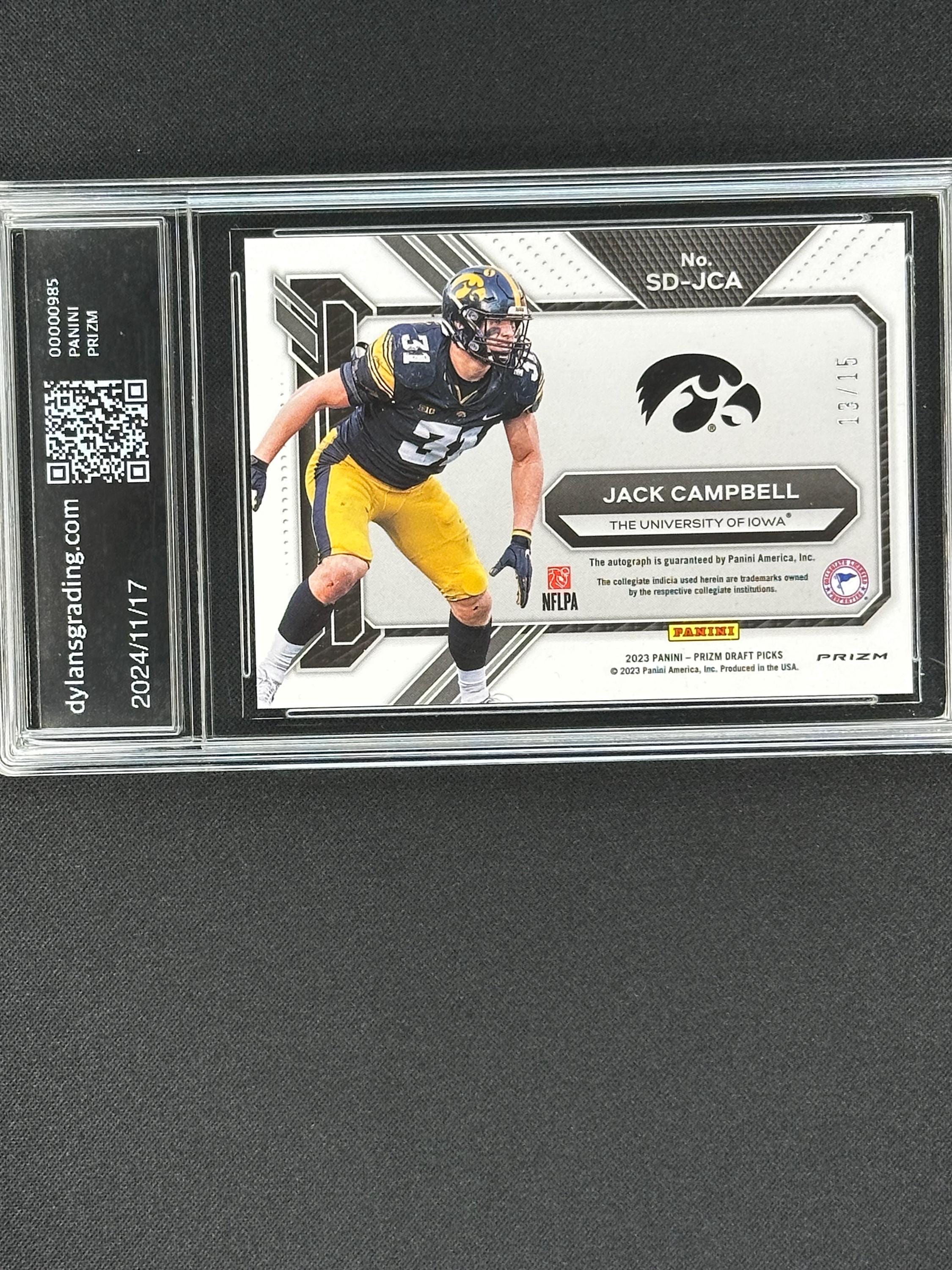 Jack Campbell Lions Rookie /15 Autograph 2023 Prizm Pink Pulsar