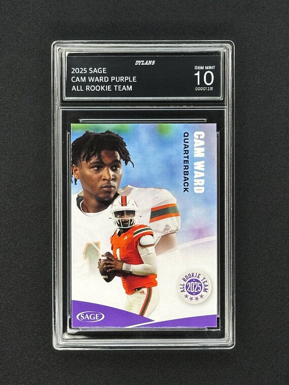 Cam Ward Tennessee Titans Rookie Card, 2025 Sage Purple, Gem Mint