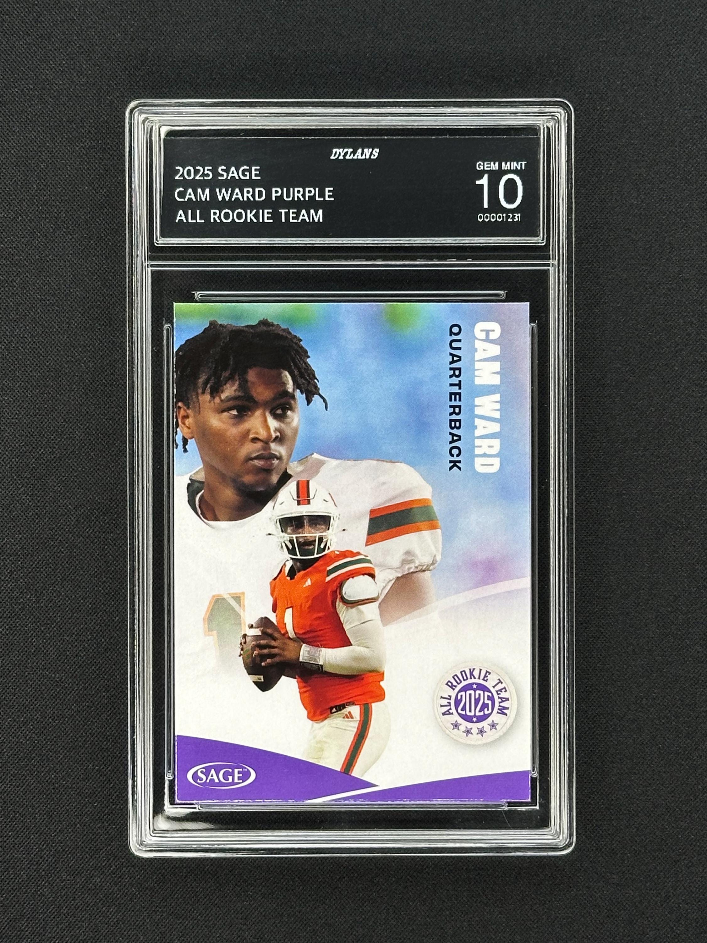 Cam Ward Tennessee Titans Rookie Card, 2025 Sage Purple, Gem Mint