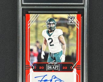 Bills de Buffalo de Terrell Bernard 2022 Leaf Draft Rookie Red, autographes classés Gem Mint 10 !