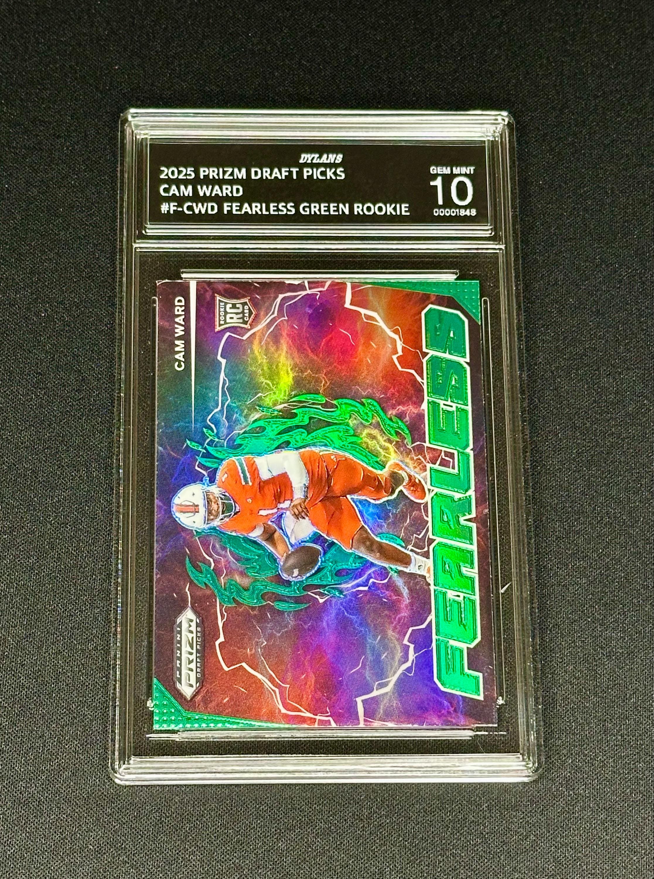 Cam Ward Tennessee Titans 2025 Prizm Draft Picks Fearless Green