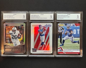Saquon Barkley Rookie Card Lot: 2018 Panini, Eagles Graded Mint 9