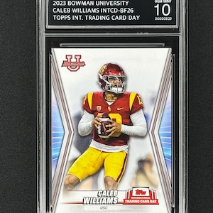 Caleb Williams Chicago Bears 2023 Bowman University Topps International Trading Card Day Novato classificado como Gem Mint 10!