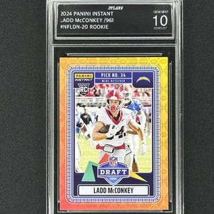 Ladd McConkey Los Angeles Chargers 2024 Panini Instant NFL Draft Night 1/961 ¡Gema calificada para novatos Mint 10!