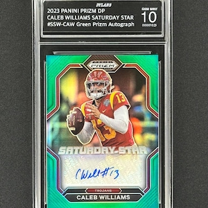 Caleb Williams Chicago Bears 2023 Prizm DP Green Prizm Autograph Rookie Graded Gem Mint 10!