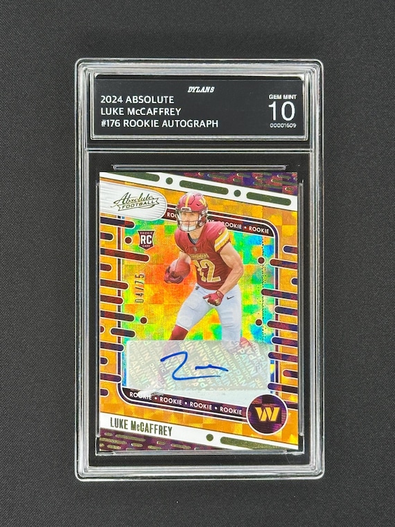 Luke Mccaffrey 2024 Absolute Autograph /75 Rookie Graded Gem Mint 10! -  Etsy UK
