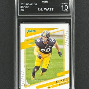 TJ Watt Pittsburgh Steelers 2021 Donruss Graded Gem Mint 10!