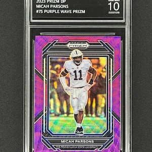 Micah Parsons Dallas Cowboys 2023 Prizm Draft Purple Wave Prizm classificado como Gem Mint 10!