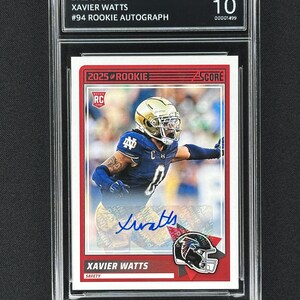Xavier Watts Atlanta Falcons / Notre Dame 2025 Score Rookie Autograph #94 Graded Gem Mint 10!