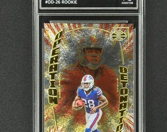 ¡James Cook Buffalo Bills Rookie 2022 Illusions Operation Detonation Graded Gem Mint 10!