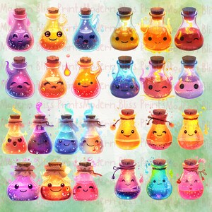 Witchy Clipart, Magic Potion, Halloween Clipart, Witch Clipart, Kawaii Clipart Bundle, Fairy Potions, Wizard Clipart, Potion Bottle Clipart, Bottle Clipart, Spell Clipart, I put a spell on you, Magic Clipart, Magic Png, Kawaii ClipArt, Cute Bottles
