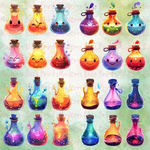 Witchy Clipart, Magic Potion, Halloween Clipart, Witch Clipart, Kawaii Clipart Bundle, Fairy Potions, Wizard Clipart, Potion Bottle Clipart, Bottle Clipart, Spell Clipart, I put a spell on you, Magic Clipart, Magic Png, Kawaii ClipArt, Cute Bottles