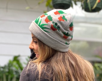 Succulent Houseplants Knit Beanie Hat